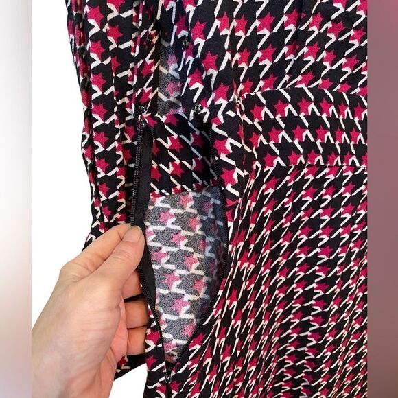 Equipment Magnolia Banded Drop Waist Houndstooth Print Midi Dress Size 2 - Picture 10 of 16